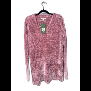 Orvis V-Neck Mauve Pink Chenille Sweater Size Large NWT